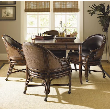 5 Piece Marco Island Game Table Set with Rum Runner Game/Desk Chair